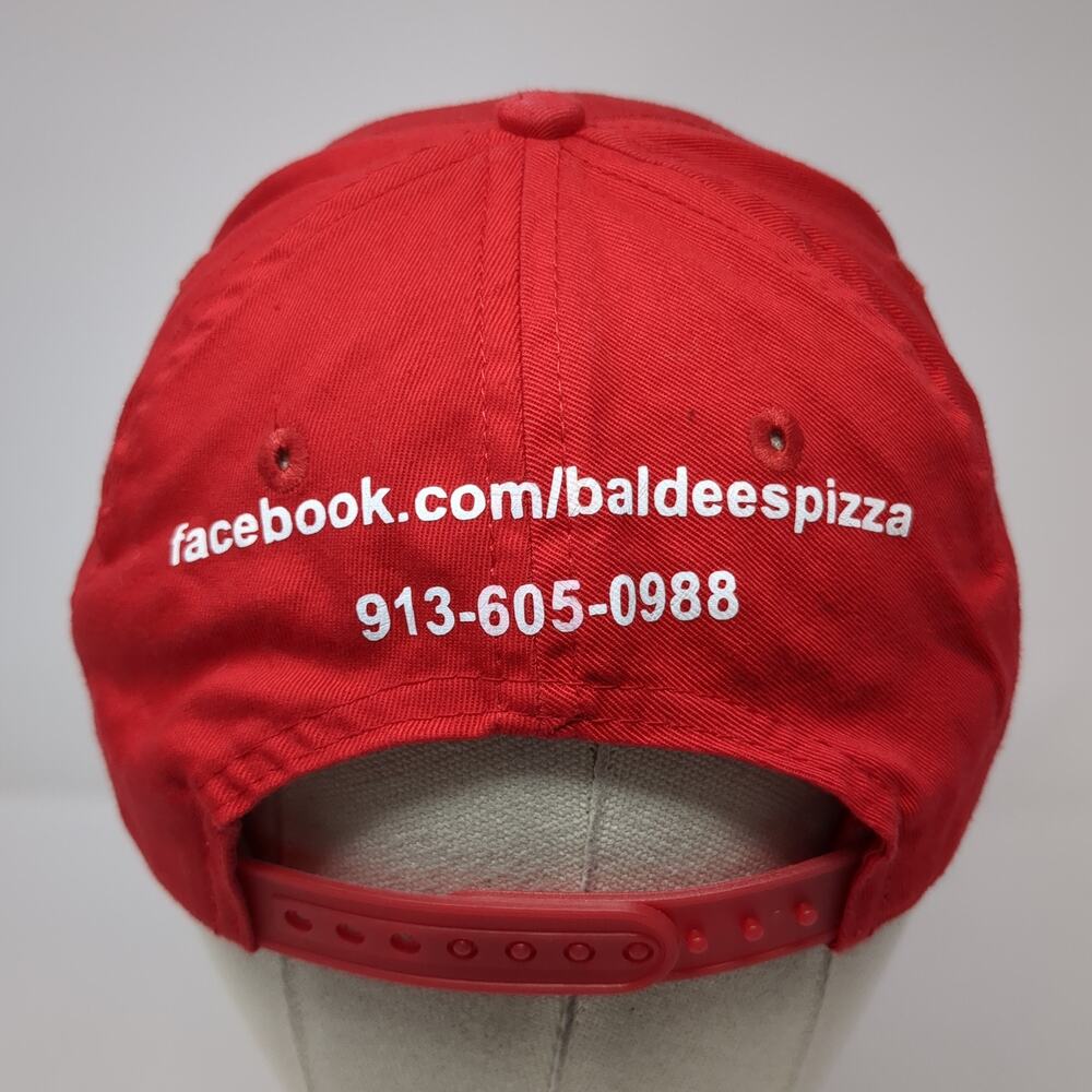 Chef Baldee's Pizza Snapback Hat Red One Size Adjustable Vent Holes View 6